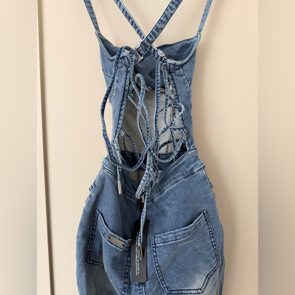 Maniere De Voir Denim Jumpsuit Size 4 - Picture 6 of 7